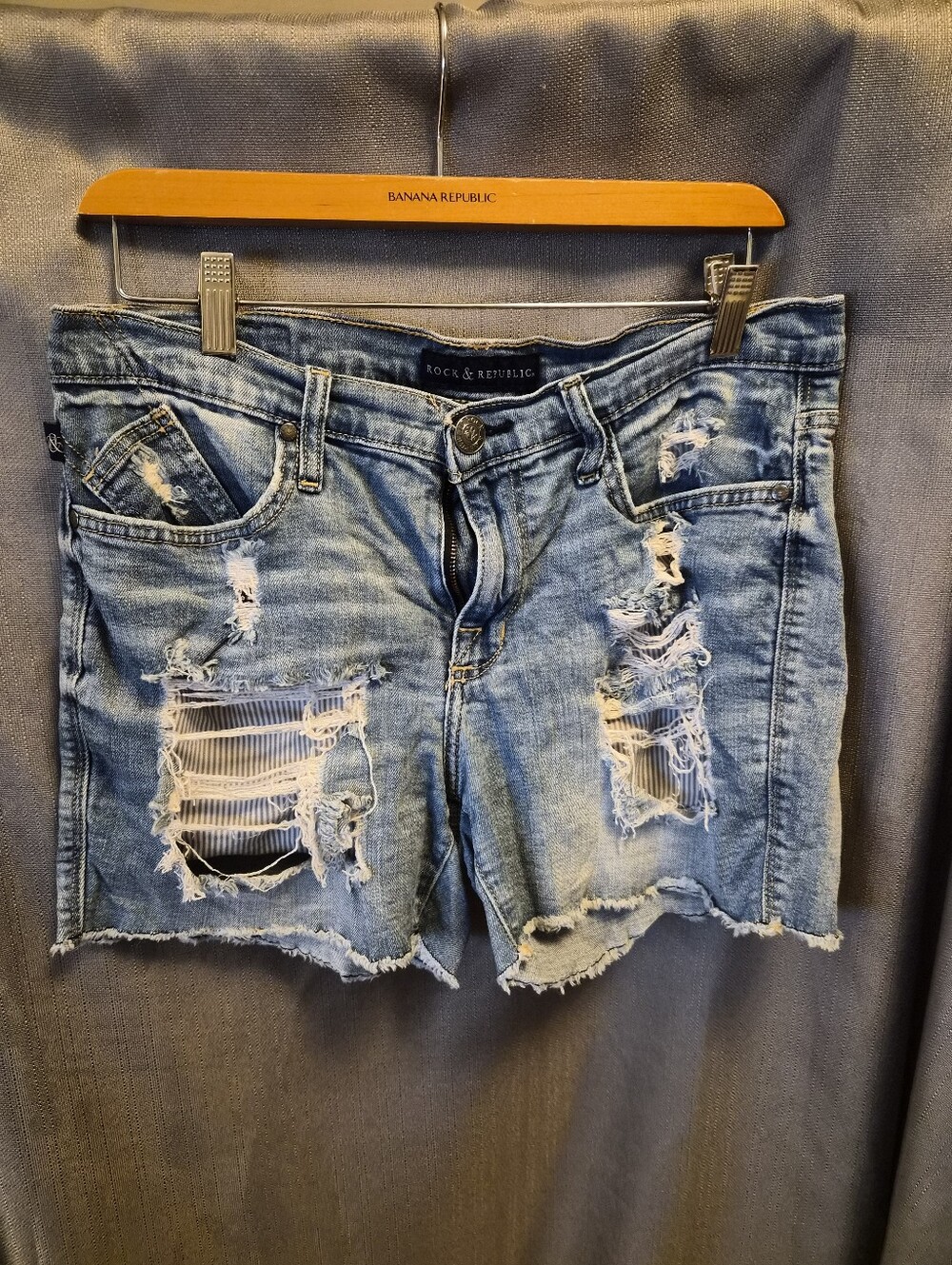 Rock & Republic Light Blue Distressed Denim Cutoff Shorts
